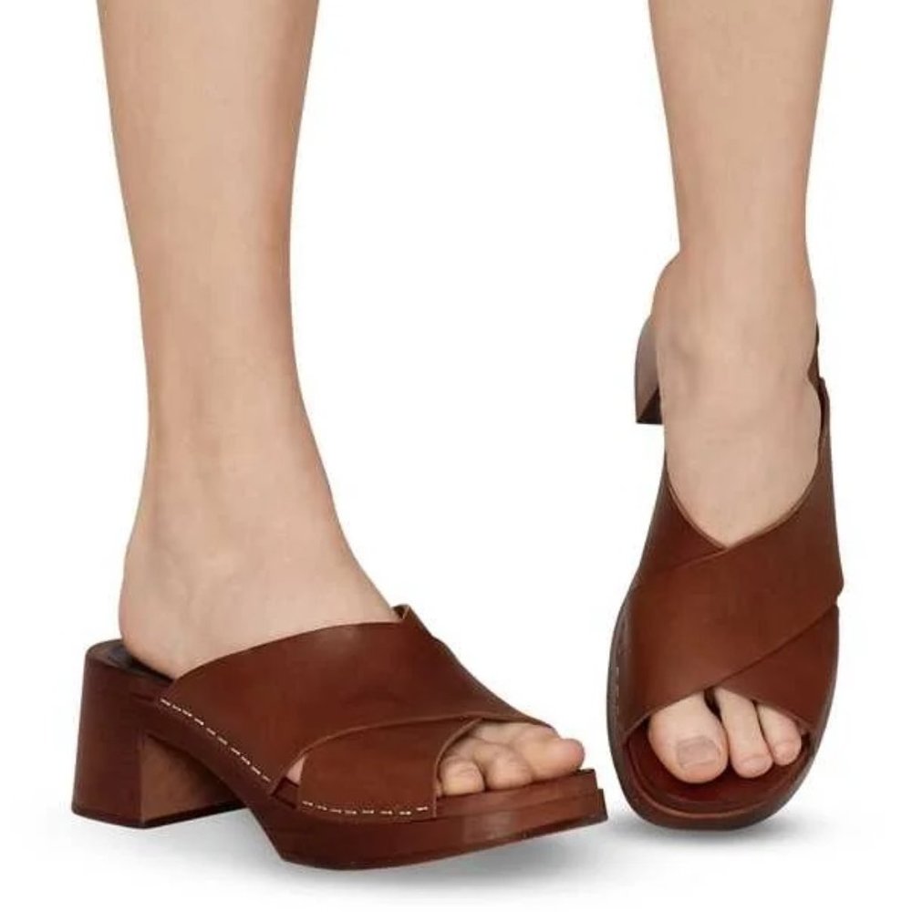 NEW Swedish Hasbeens Anette High Clog Heels 7